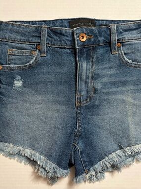 Kendall + Kylie "The Icon" Distressed Denim Cut-Off Shorts - Medium Wash